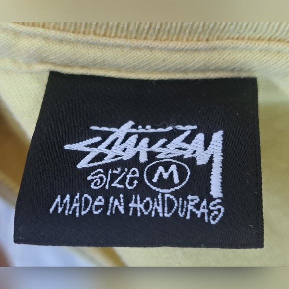 Stussy Men's T-Shirt Tee Vintage 90s Y2K Crown Yellow Broken Crown Logo Medium - Picture 3 of 10